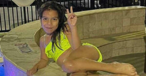 Eight year old Aliyah Jaico by the pool